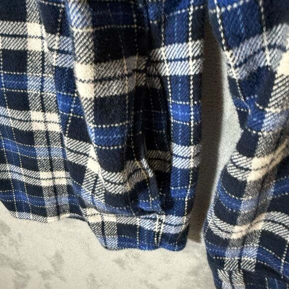 Orvis Heavy Flannel Shirt Shacket Men XL Blue Plaid Button Up Long Sleeve Pocket - Picture 8 of 10